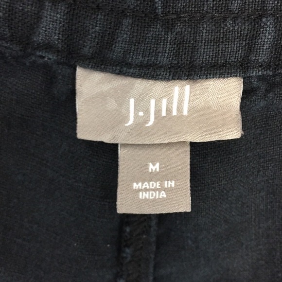 J Jill Linen Shorts Women's Medium Black Elastic Waist Straight Leg - Picture 1 of 6